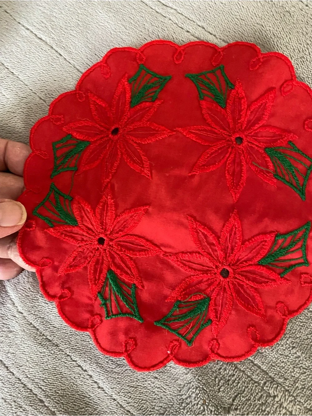 Handmade Crochet Doily with Multicolor Floral Accents